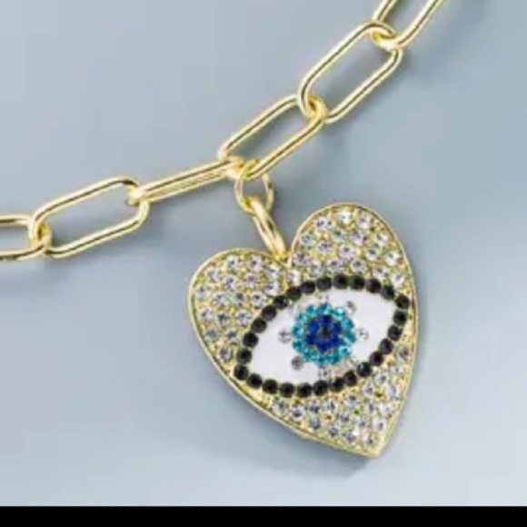 Swarovski Rae Golden Heart Eye Chain Necklace 21.5” length New - Picture 4 of 4